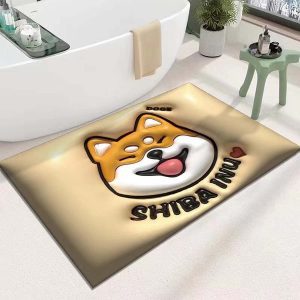 Quick Drying Bath Mats Cute Dogs Pattern