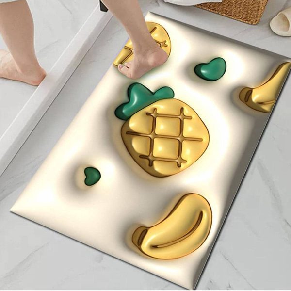 Diatom Mud Bath Mat | 3D Soft Absorbent Pineapple