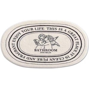 Black White Soft Absorbent Cute Machine Washable Non-Slip Bath Mat