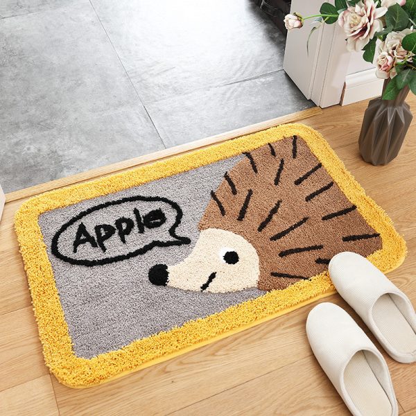 Cartoon little yellow dog jacquard non slip absorbent bath mat