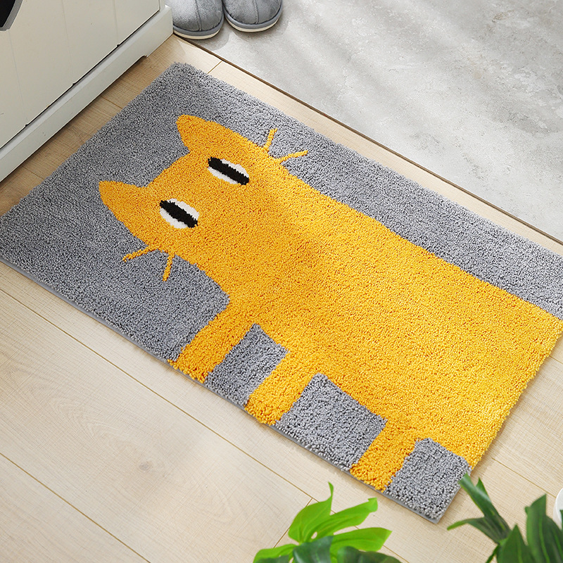 Yellow Puppy Non-slip Bathroom Mat, Cute Imitation Cashmere Living