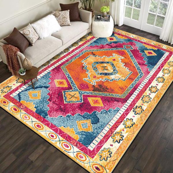 Bohemian ethnic style is dirt-resistant and soft floor mat