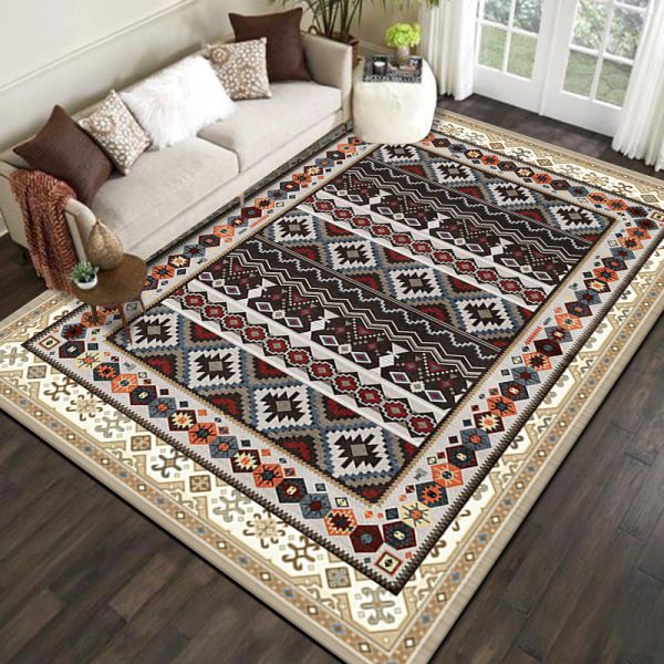 Bohemian ethnic style is dirt-resistant and soft floor mat