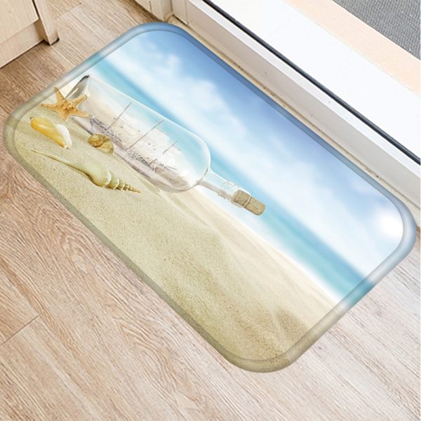 Seaside starfish shell beach decorated flannel bath mat