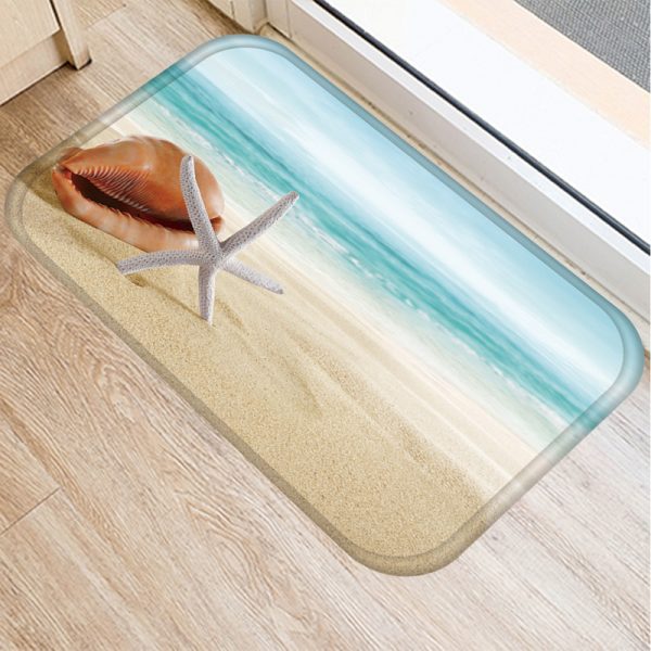 Seaside starfish shell beach decorated flannel bath mat
