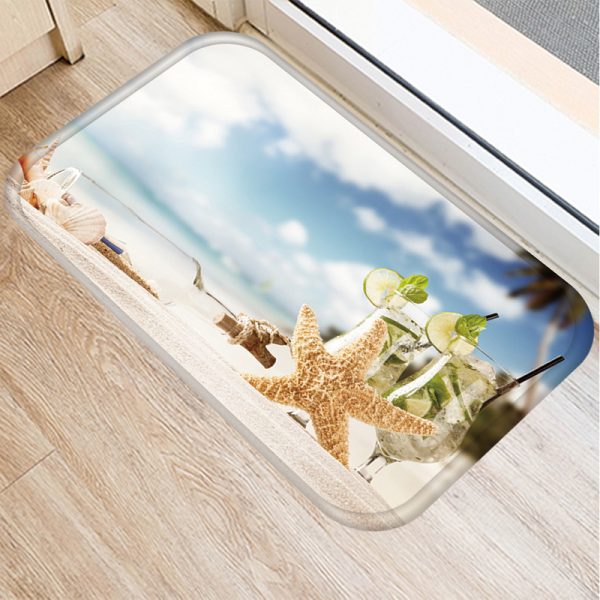 Seaside starfish shell beach decorated flannel bath mat