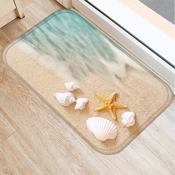 Seaside starfish shell beach decorated flannel bath mat