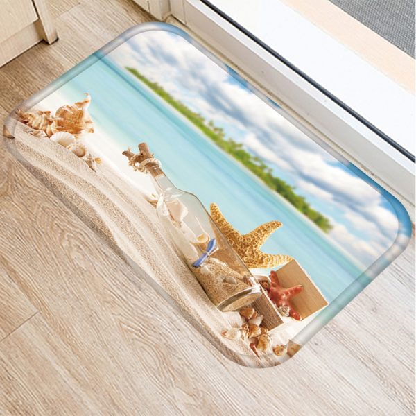 Seaside starfish shell beach decorated flannel bath mat