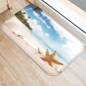 Seaside starfish shell beach decorated flannel bath mat