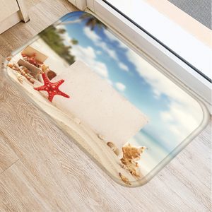 Seaside starfish shell beach decorated flannel bath mat