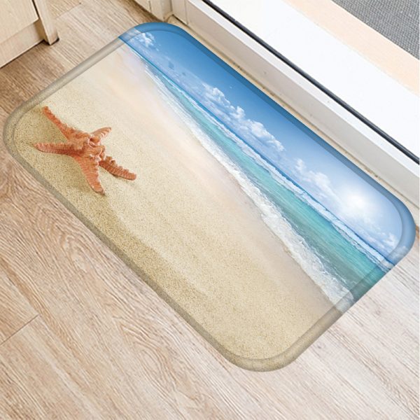 Seaside starfish shell beach decorated flannel bath mat