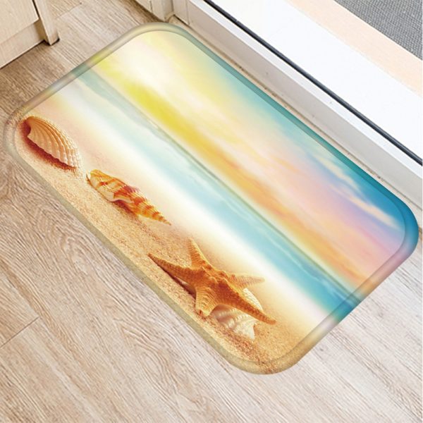 Seaside starfish shell beach decorated flannel bath mat