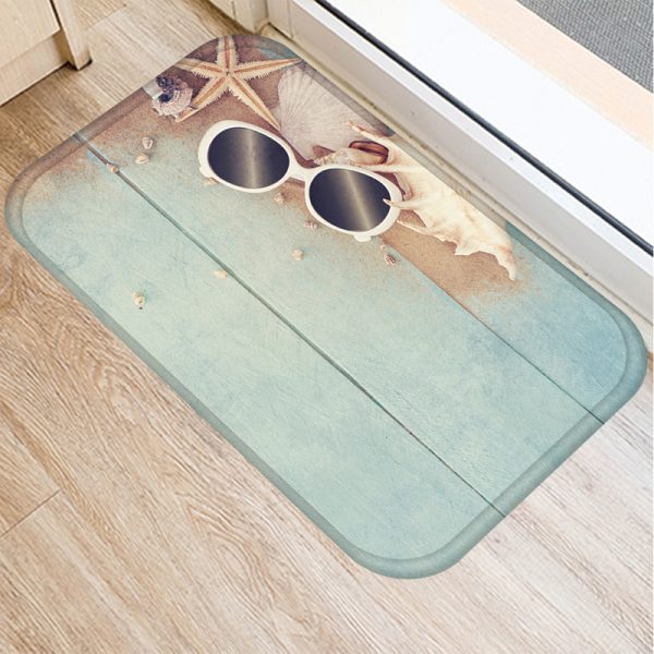 Seaside starfish shell beach decorated flannel bath mat