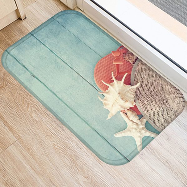 Seaside starfish shell beach decorated flannel bath mat