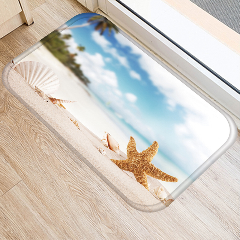 Seaside starfish shell beach decorated flannel bath mat