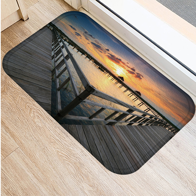 Bridge boat sea pattern flannel comfort floor mat