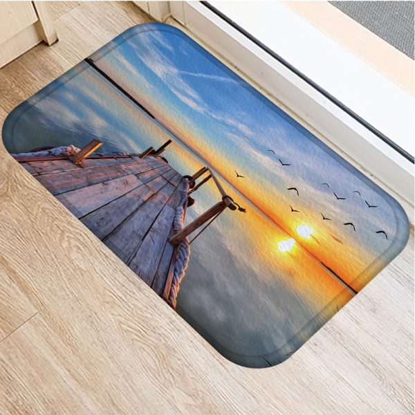 Bridge boat sea pattern flannel comfort floor mat