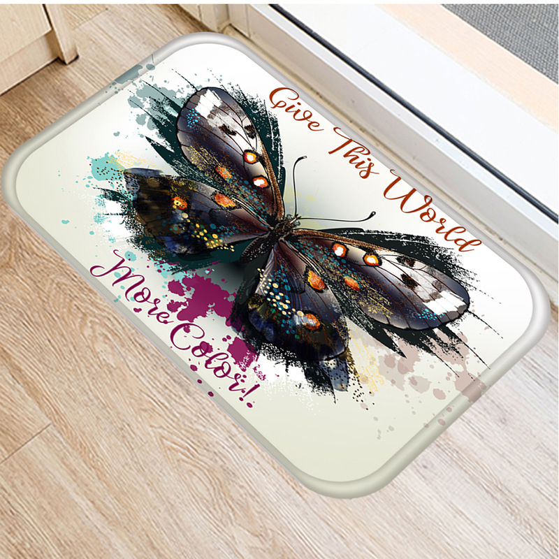 Retro Butterfly English Alphabet Floor Mat