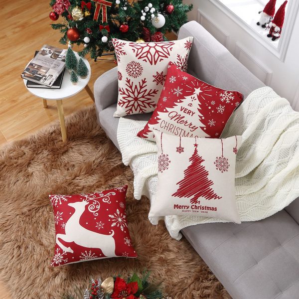 Christmas Throw Pillow Covers Reindeer Cushion Case