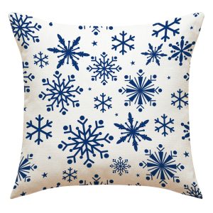 Christmas Throw Pillow Covers Blue Snowflake Cushion Case