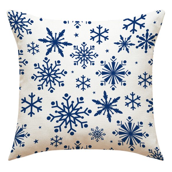 Christmas Throw Pillow Covers Blue Snowflake Cushion Case