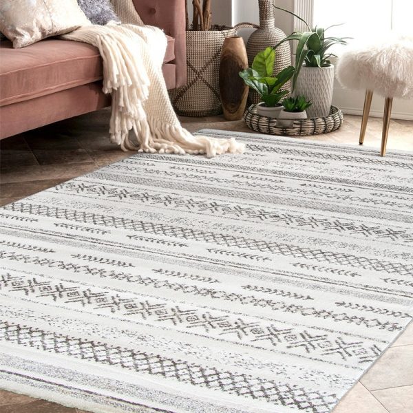 Living Room Rugs Washable Large Soft Neutral Boho Moroccan Bohemian