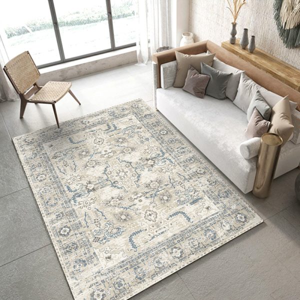 Low-Pile Vintage Persian Boho Living Room rug with Non-Slip Backing Non-Shedding