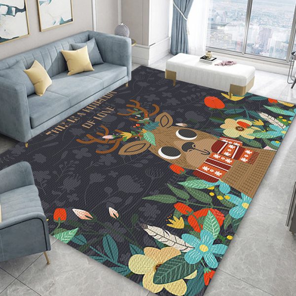 Ins style cartoon printing non-slip thickened living room carpet