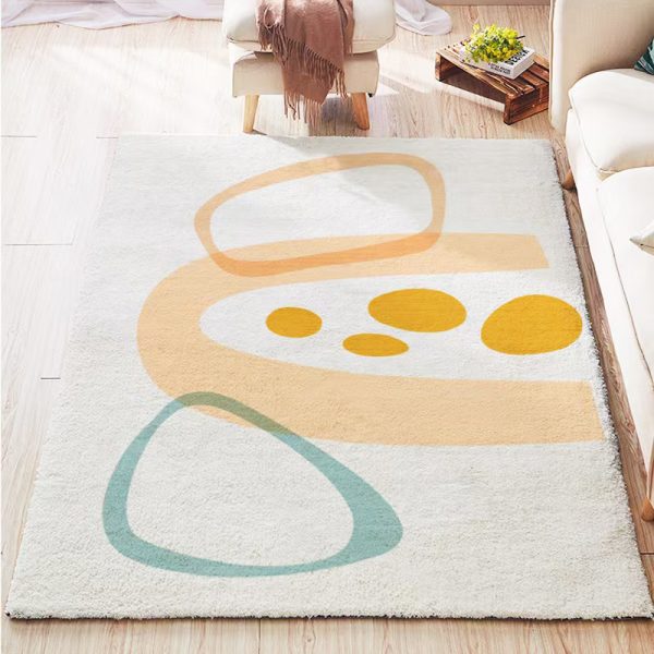 Modern Abstract Faux Wool Contemporary No-Shedding Low Pile Foldable Living Room Rug