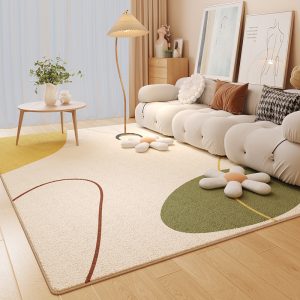 Modern Abstract Faux Wool Contemporary No-Shedding Low Pile Foldable Living Room Rug