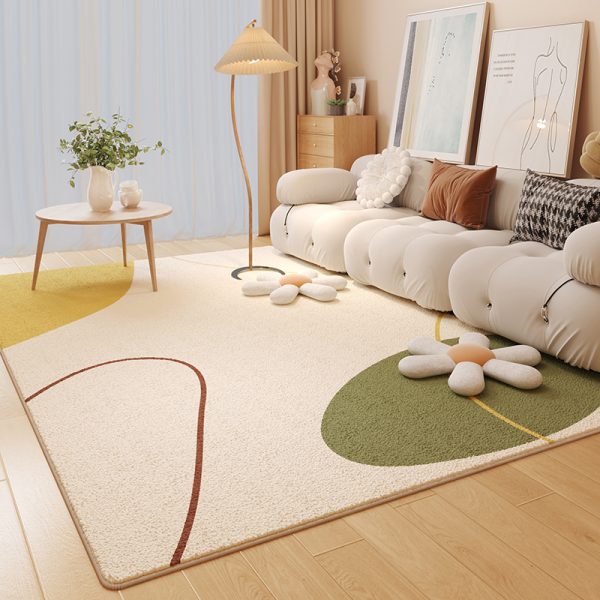 Modern Abstract Faux Wool Contemporary No-Shedding Low Pile Foldable Living Room Rug