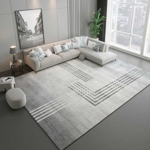 Luxury line geometric short plush stain resistant living room rug