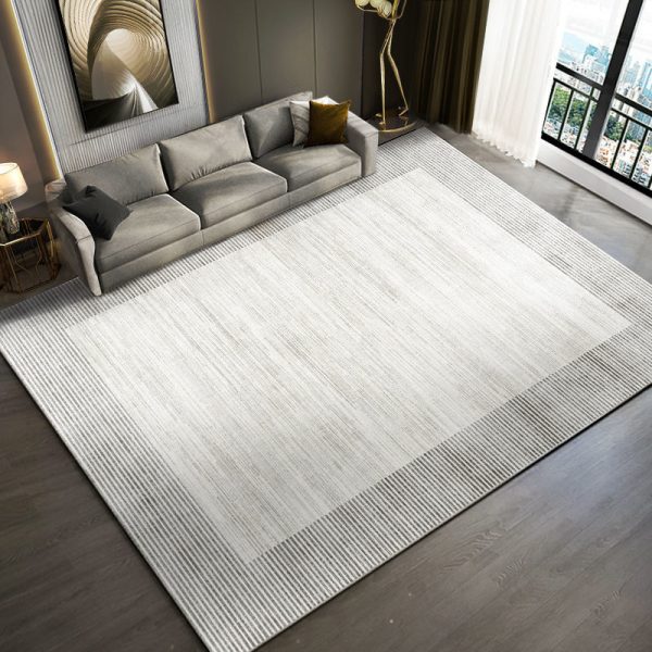 Luxury line geometric short plush stain resistant living room rug
