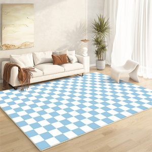Ins wind color checkerboard soft living room rug