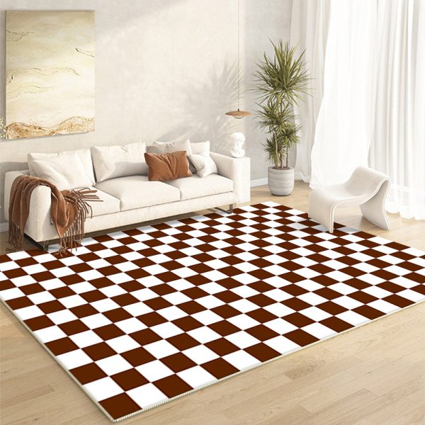 Ins wind color checkerboard soft living room rug