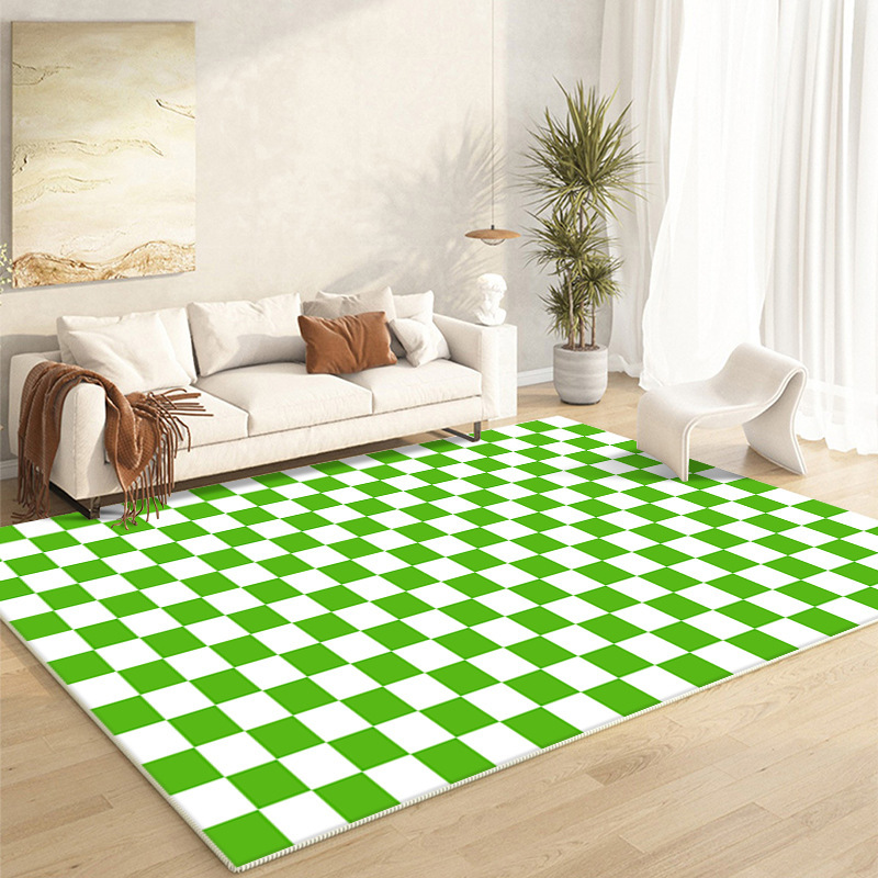 Ins wind color checkerboard soft living room rug