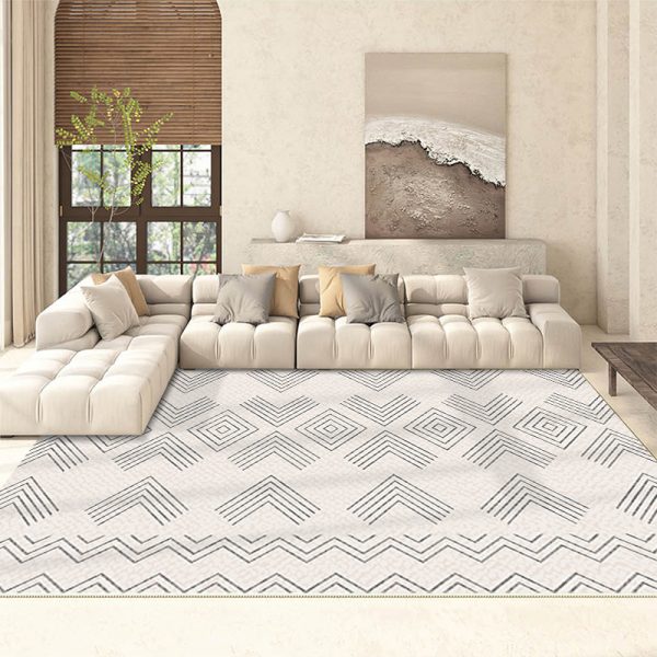 French minimalist checkerboard beige retro living room rug