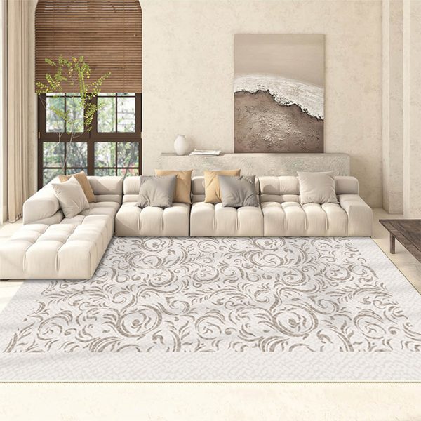 French minimalist checkerboard beige retro living room rug
