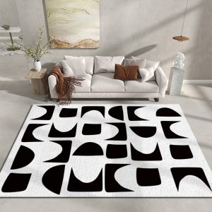 Black and White Geometric Simple Living Room Rug
