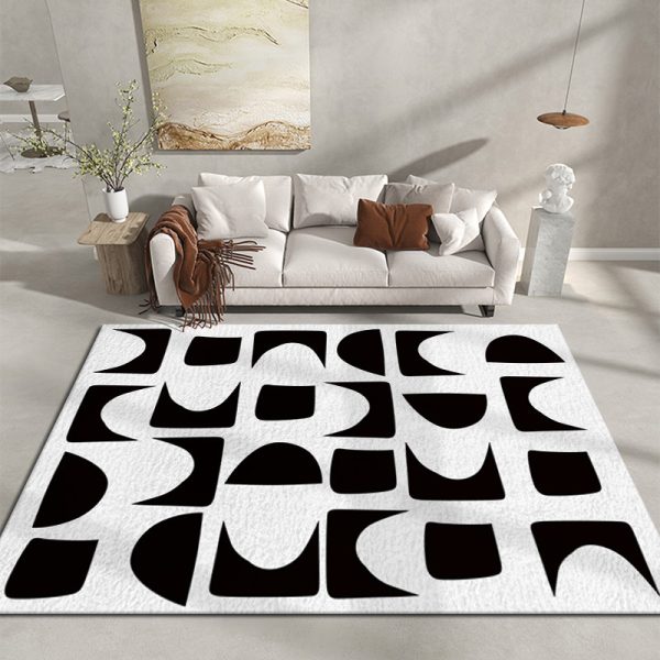 Black and White Geometric Simple Living Room Rug