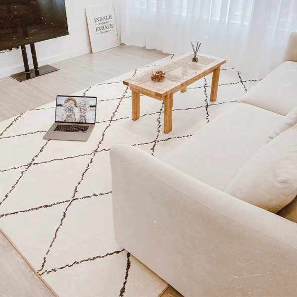 Nordic simple modern Moroccan thick imitation cashmere living room rug
