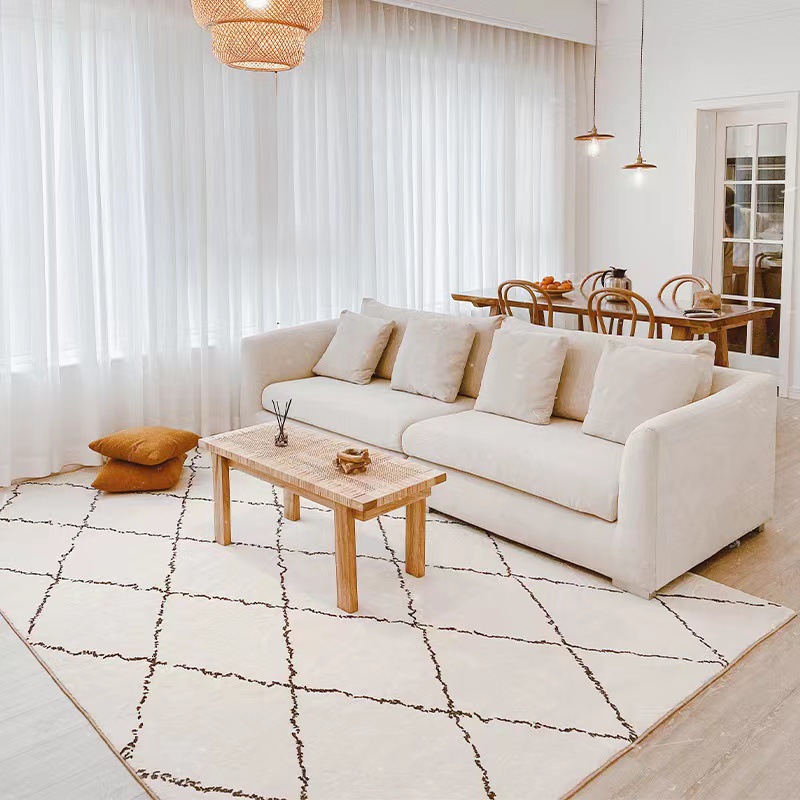 Nordic simple modern Moroccan thick imitation cashmere living room rug
