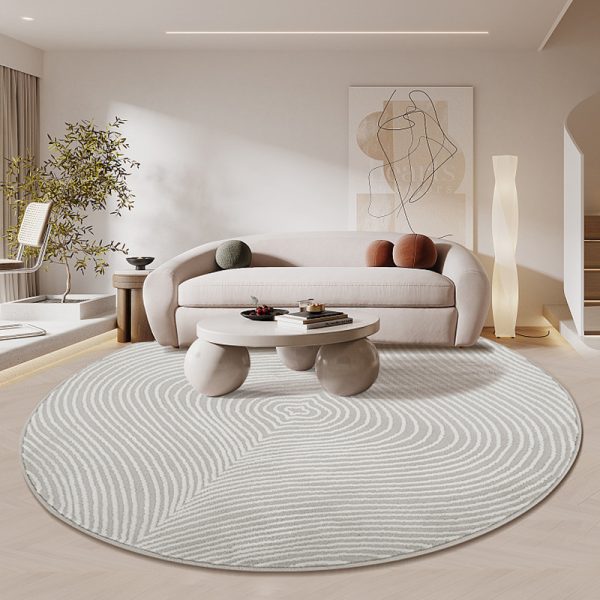 Round Nordic three-dimensional concave-convex line living room rug