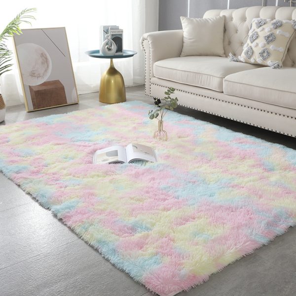 Long Hair Tie Dye Water Absorbent Versatile Living Room Rug