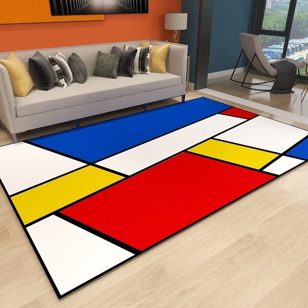 Fun LEGO color matching living room rug