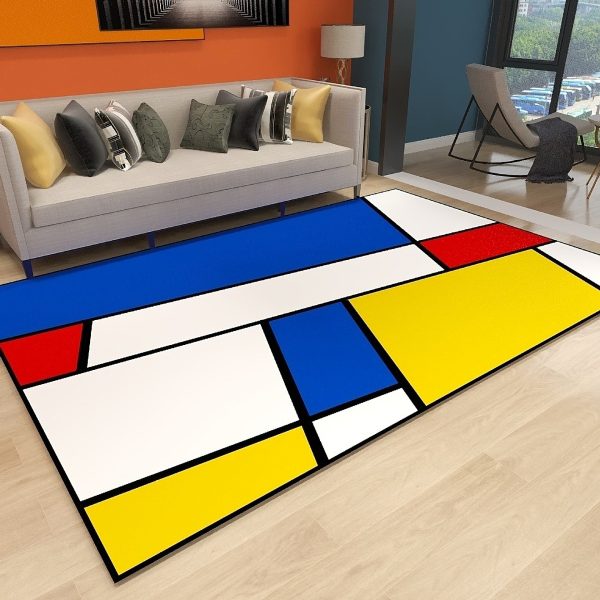 Fun LEGO color matching living room rug