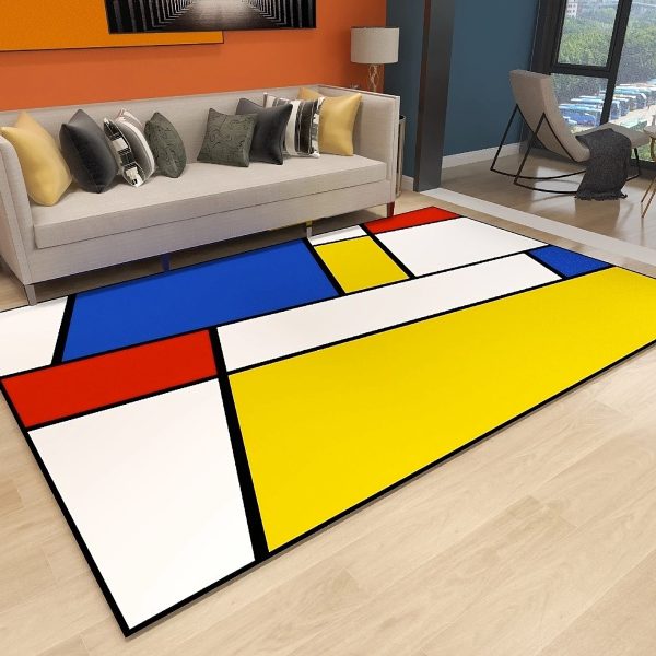 Fun LEGO color matching living room rug