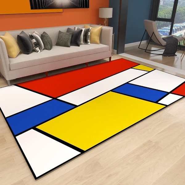 Fun LEGO color matching living room rug