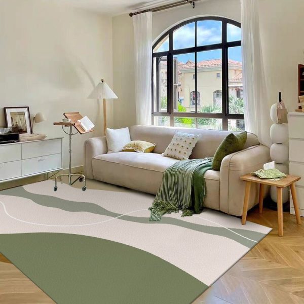 Nordic Green Fresh Faux Leather Suede Dirt Resistant Living Room Rug
