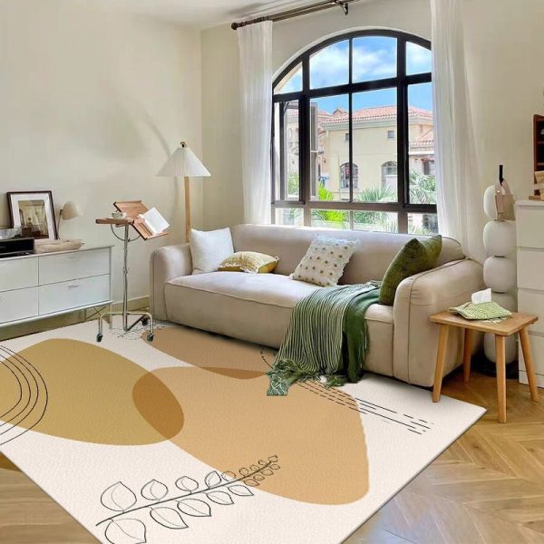 Nordic Green Fresh Faux Leather Suede Dirt Resistant Living Room Rug